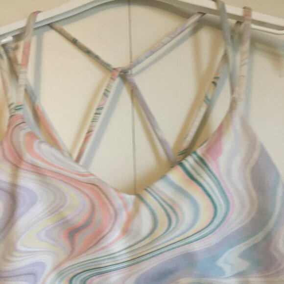 PowerPress Strappu Marble Pastel Cats Cradle Marbleized Sports Bra - Picture 3 of 13